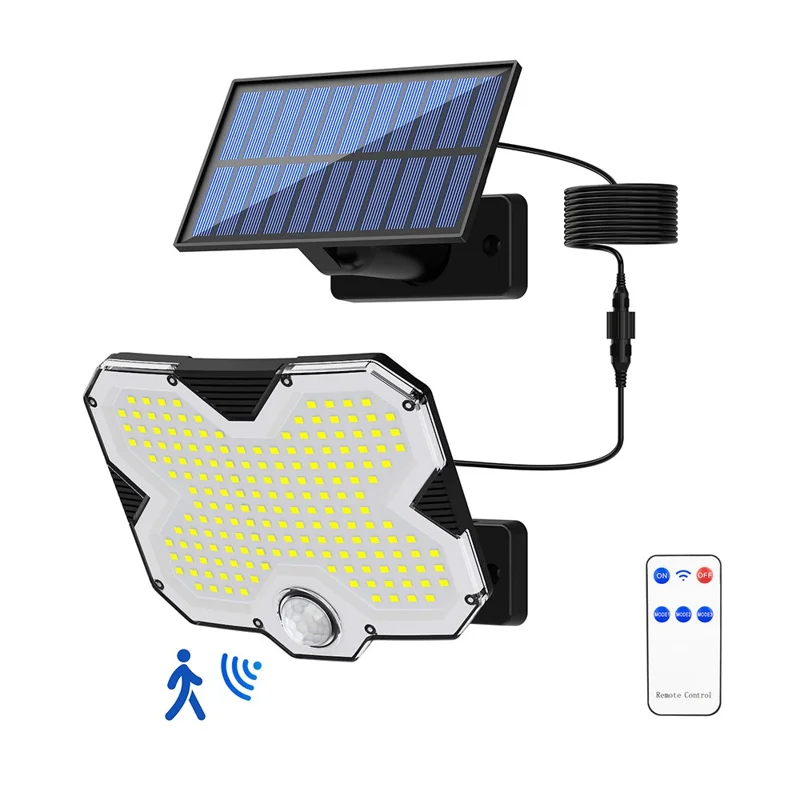 TG-TY17201 Solar Motion Sensor Wall Light 180 LED Remote Control 3 Modes Wall Lamp for Garden Patio