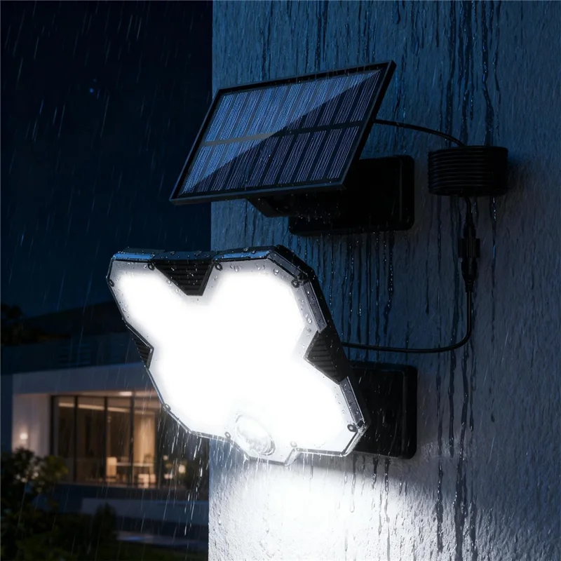 TG-TY17201 Solar Motion Sensor Wall Light 180 LED Remote Control 3 Modes Wall Lamp for Garden Patio