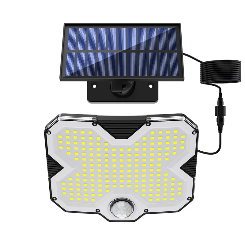 TG-TY17201 Solar Motion Sensor Wall Light 180 LED Remote Control 3 Modes Wall Lamp for Garden Patio