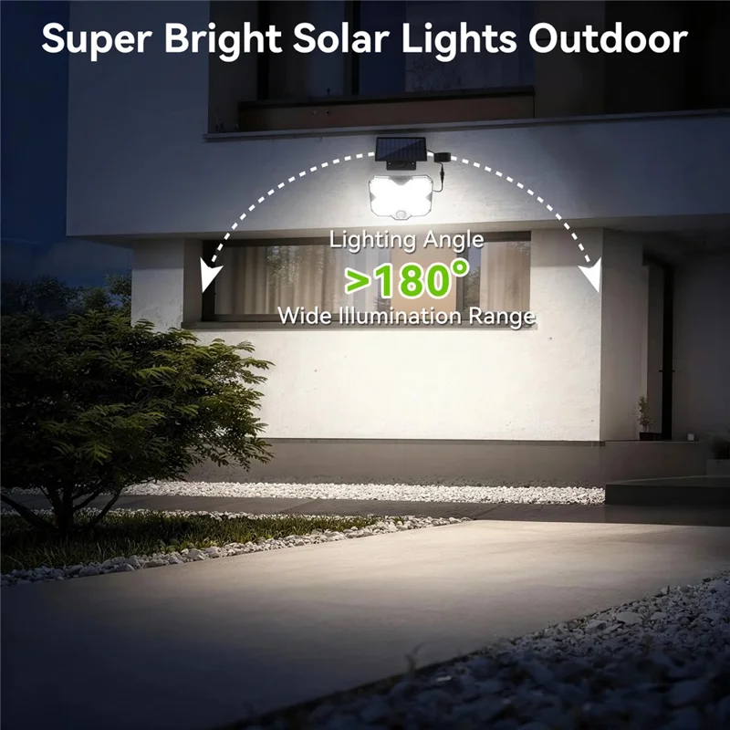 TG-TY17201 Solar Motion Sensor Wall Light 180 LED Remote Control 3 Modes Wall Lamp for Garden Patio