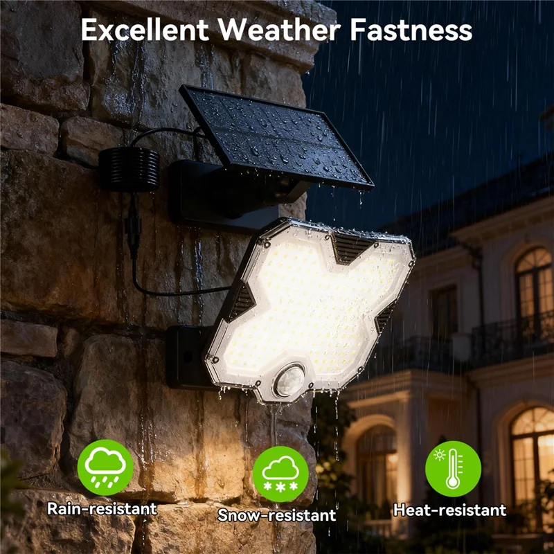 TG-TY17201 Solar Motion Sensor Wall Light 180 LED Remote Control 3 Modes Wall Lamp for Garden Patio