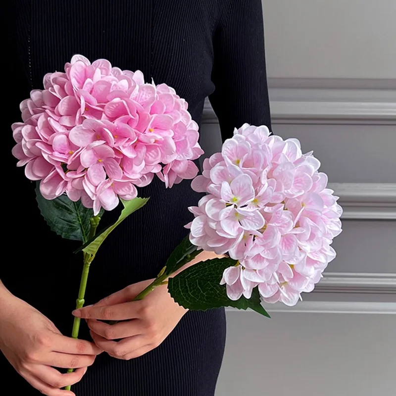 5Pcs Artificial Hydrangea Flowers 3D Realistic Silk Flowers for Home Decor Photography Props - White