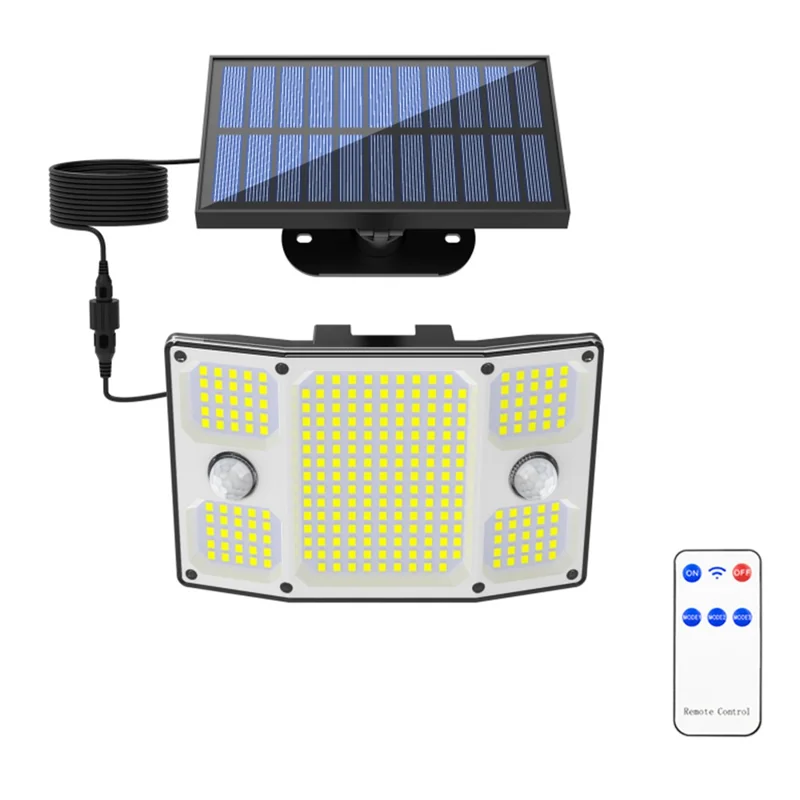 TG-TY01065 243-LED Solar Motion Sensor Wall Light 3 Modes Remote Control Wall Lamp for Outdoor Garden