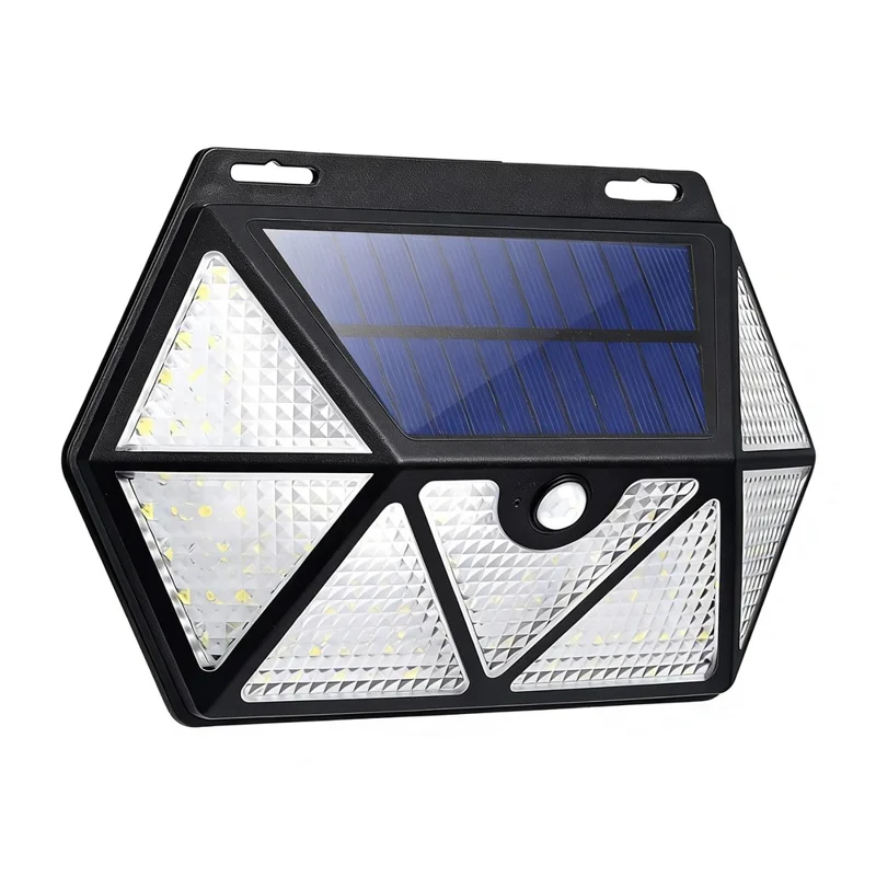 YY-61352 135 LED Solar Wandlampe, siebenseitiger PIR-Bewegungssensor, IP65 wasserdicht, Außenleuchte für Garten, Hof, Sicherheitsbeleuchtung