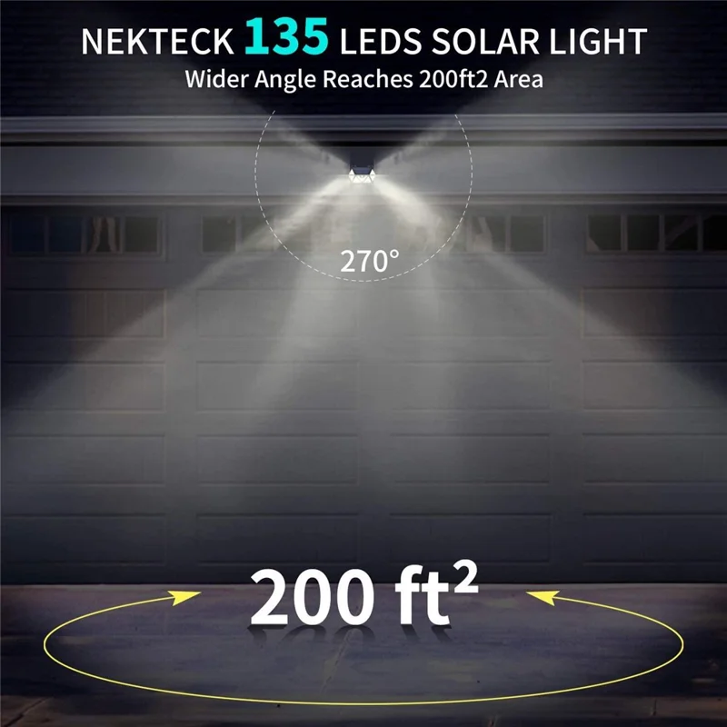 YY-61352 135 LED Solar Wandlampe, siebenseitiger PIR-Bewegungssensor, IP65 wasserdicht, Außenleuchte für Garten, Hof, Sicherheitsbeleuchtung