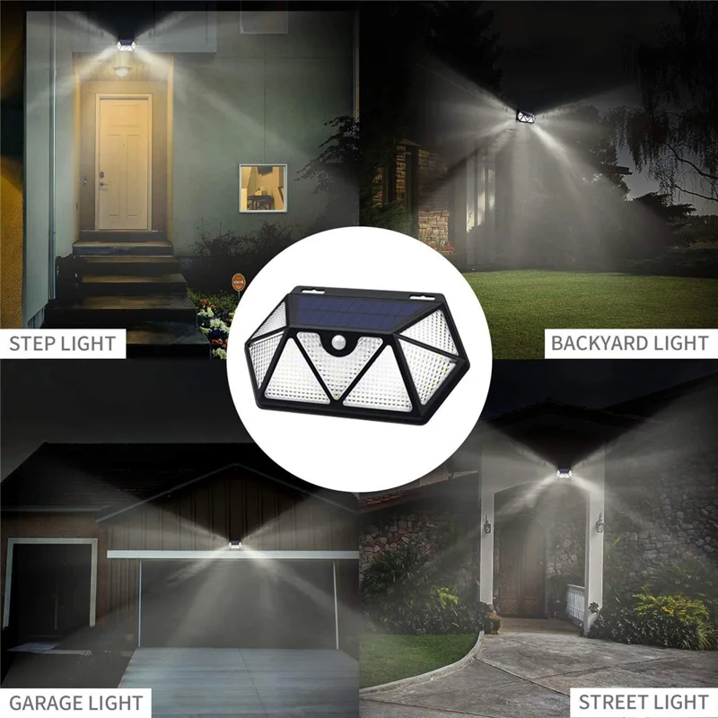 YY-61352 135 LED Solar Wandlampe, siebenseitiger PIR-Bewegungssensor, IP65 wasserdicht, Außenleuchte für Garten, Hof, Sicherheitsbeleuchtung