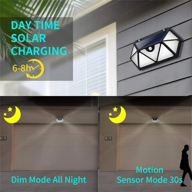 YY-61352 135 LED Solar Wandlampe, siebenseitiger PIR-Bewegungssensor, IP65 wasserdicht, Außenleuchte für Garten, Hof, Sicherheitsbeleuchtung