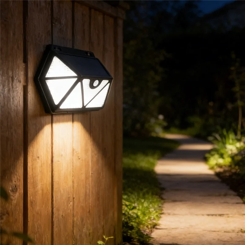YY-61352 135 LED Solar Wandlampe, siebenseitiger PIR-Bewegungssensor, IP65 wasserdicht, Außenleuchte für Garten, Hof, Sicherheitsbeleuchtung
