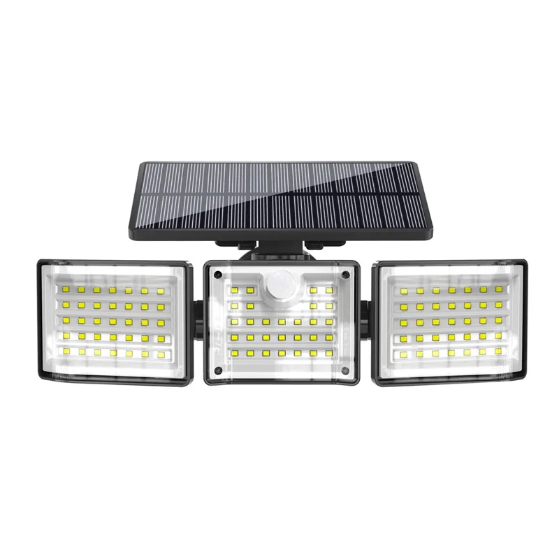 YY-20993 Solarbetriebene 3-köpfige LED-Sicherheitsleuchte mit PIR-Bewegungssensor, IP65 wasserdicht, Wandlampe für Hof, Garten, Garage