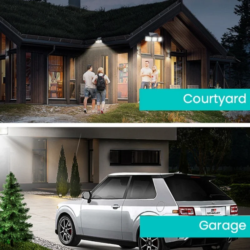 YY-20993 Solarbetriebene 3-köpfige LED-Sicherheitsleuchte mit PIR-Bewegungssensor, IP65 wasserdicht, Wandlampe für Hof, Garten, Garage