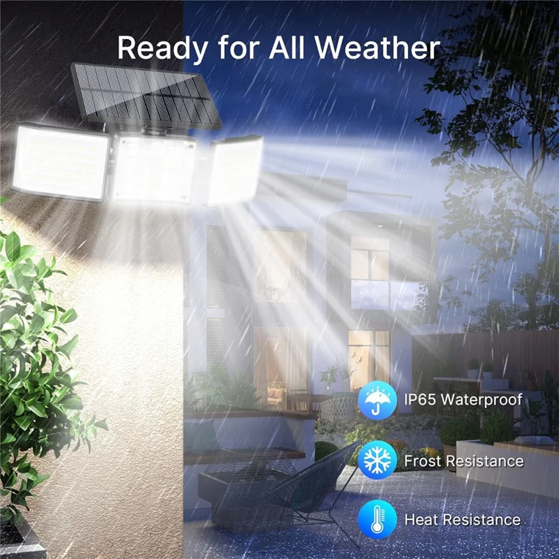 YY-20993 Solarbetriebene 3-köpfige LED-Sicherheitsleuchte mit PIR-Bewegungssensor, IP65 wasserdicht, Wandlampe für Hof, Garten, Garage