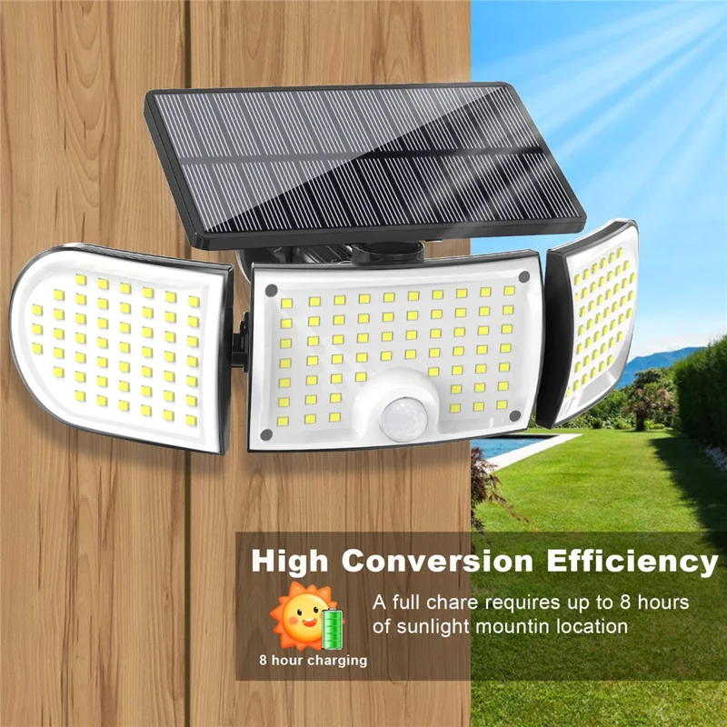 YY-20993 160-LED Solar Powered Wall Light PIR Motion Sensor 600 Lumens IP65 Waterproof Outdoor Security Lamp for Yard Garage