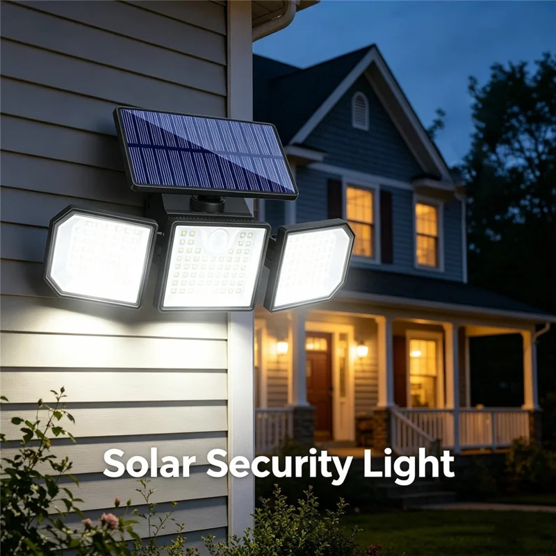 2 Stück 3-Kopf LED Solar Wandlampe Bewegungsmelder 167-LED IP65 wasserdicht verstellbare Sicherheitsleuchte für Außen Garten