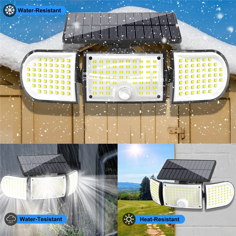 YY-21603 2Pcs Solar Wall Lights 160-LED 600 Lumens Motion Sensor IP65 Waterproof Outdoor Security Lamp for Garage Yard