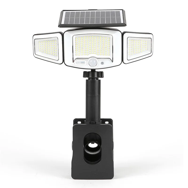 P73 Solar PIR Motion Sensor LED Light 3-Head Adjustable Clamp-On Dual Charging Garden Outdoor Lamp