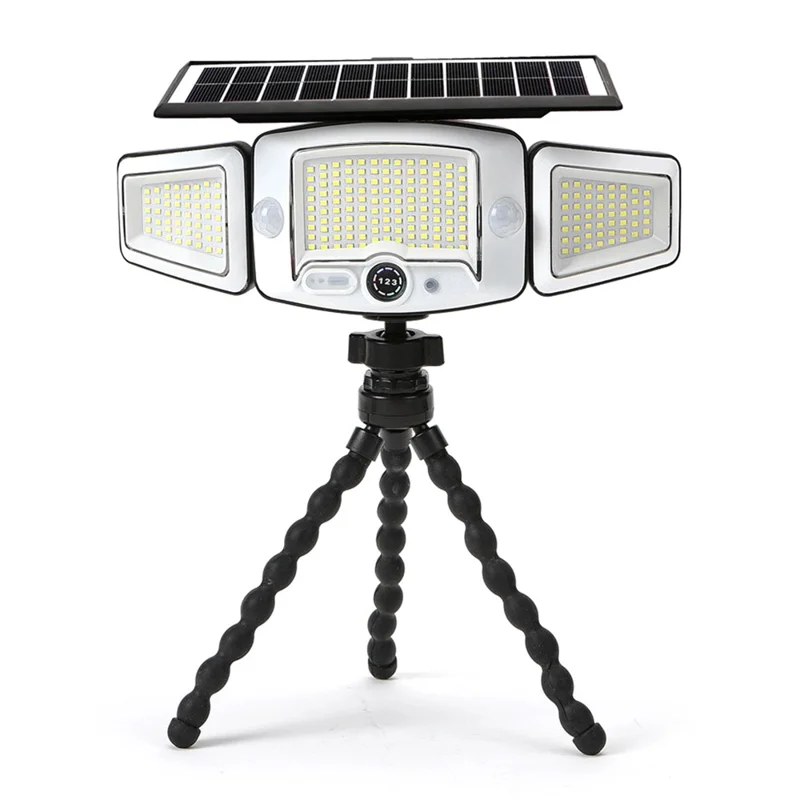 ضوء ليد ثلاثي الرؤوس مرنة بتصميم أخطبوط تعمل بالطاقة الشمسية P80 231-LED مع مستشعر حركة ضوء أمان خارجي مقاوم للماء IP65