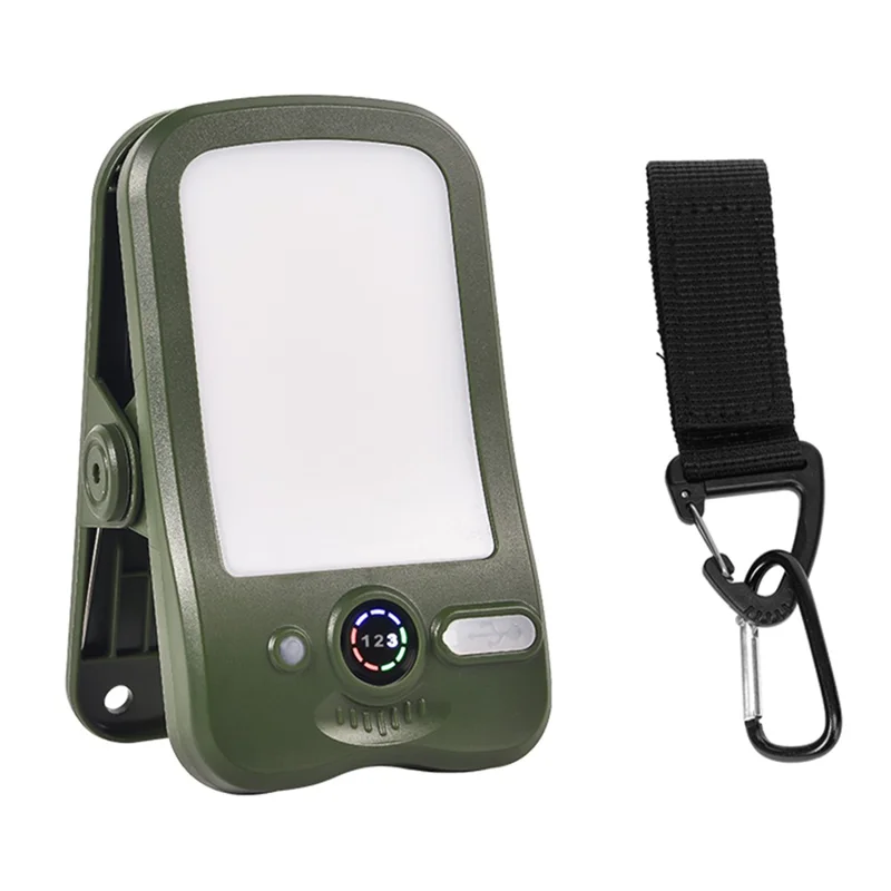 Solar Camping Clip-On Light 60-LED 3 Dimmable Modes Waterproof Rechargeable Lantern Night Light Outdoor Lighting - P61  /  Green