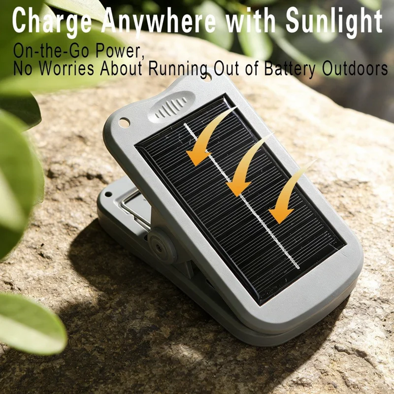 Solar Camping Clip-On Light 60-LED 3 Dimmable Modes Waterproof Rechargeable Lantern Night Light Outdoor Lighting - P61  /  Green