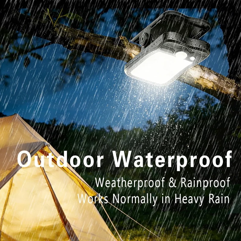 Solar Camping Clip-On Light 60-LED 3 Dimmable Modes Waterproof Rechargeable Lantern Night Light Outdoor Lighting - P61  /  Green