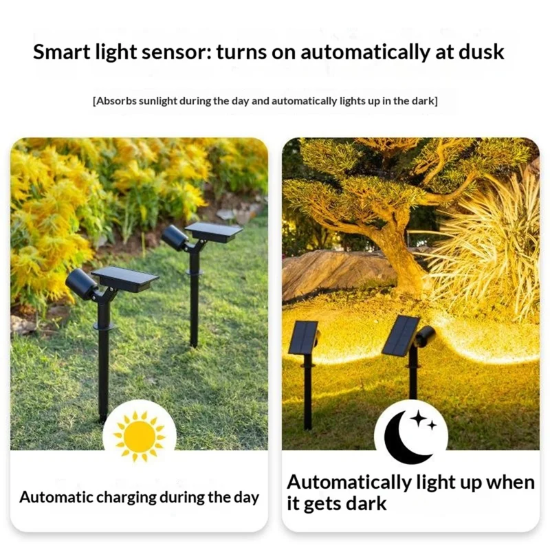 Solar Erdspießleuchten Wasserdicht Automatiksensor LED Gartenlandschaftsleuchten für Rasen Baum Weg - Warmes Licht