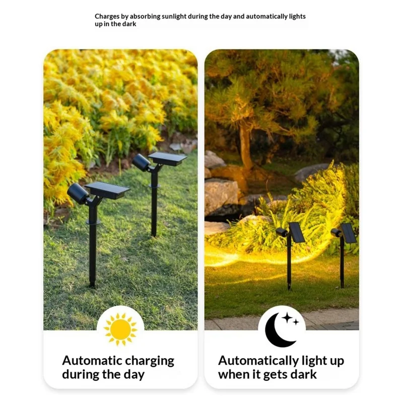 Solar Erdspießleuchten Wasserdicht Automatiksensor LED Gartenlandschaftsleuchten für Rasen Baum Weg - Warmes Licht
