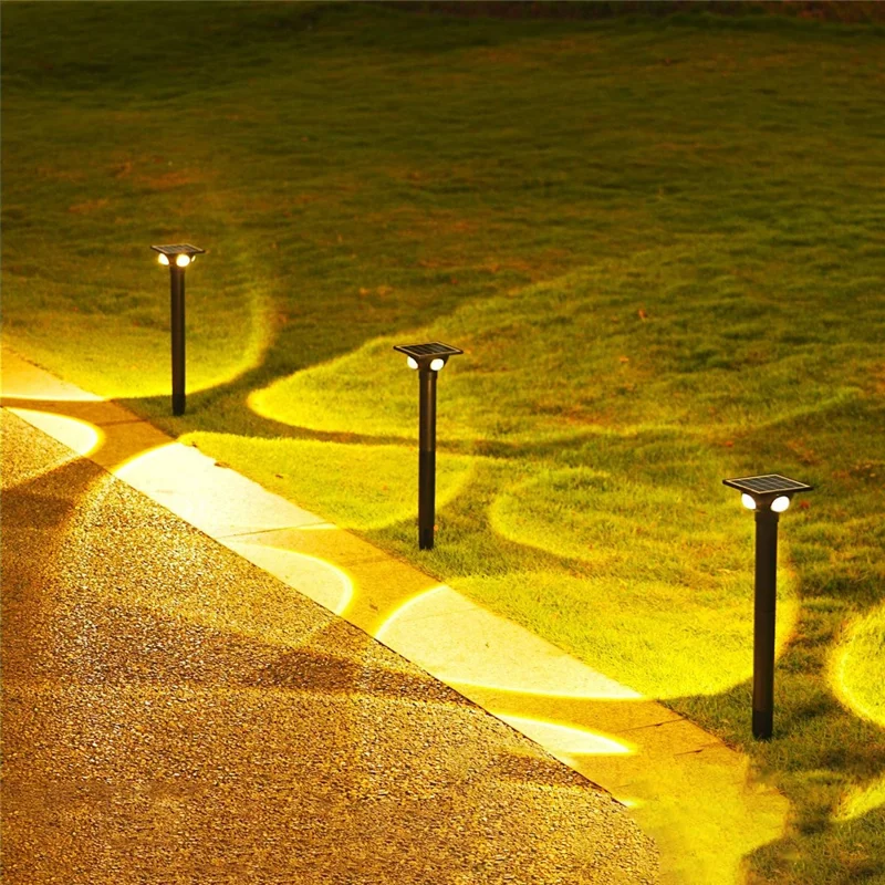 4-LED Solar Wegbeleuchtung Warme Standleuchten Wasserdicht Außen Garten Landschaft Hof Pfahlleuchte