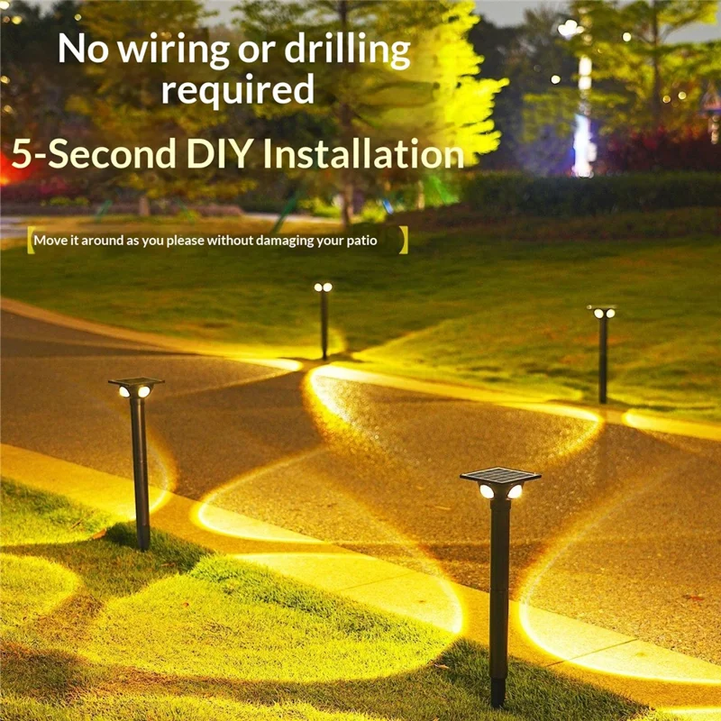 4-LED Solar Wegbeleuchtung Warme Standleuchten Wasserdicht Außen Garten Landschaft Hof Pfahlleuchte