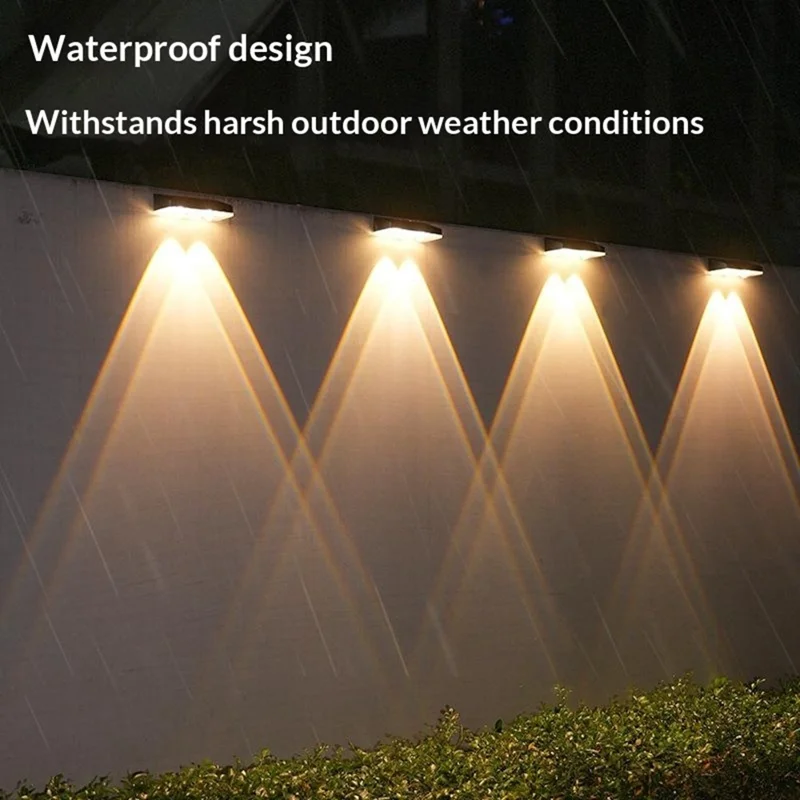 Solar Powered Dual Beam Wall Light Outdoor 3-Color Adjustable Waterproof Fence Garden Landscape Lamp