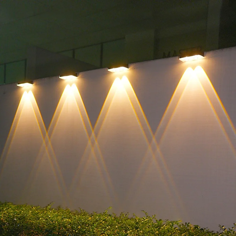Solar Powered Dual Beam Wall Light Outdoor 3-Color Adjustable Waterproof Fence Garden Landscape Lamp
