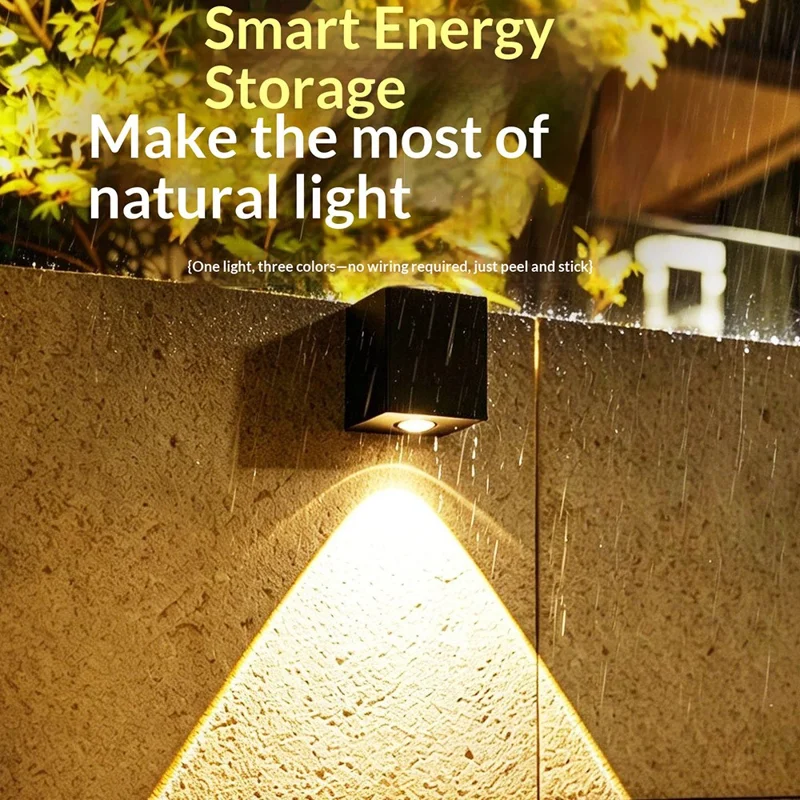 Solar Powered Wall Light Monocrystalline Panel 3-Color Temperature 1500mAh Waterproof Wall Lamp for House Number Garden Patio