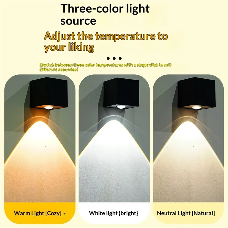 Solar Powered Wall Light Monocrystalline Panel 3-Color Temperature 1500mAh Waterproof Wall Lamp for House Number Garden Patio