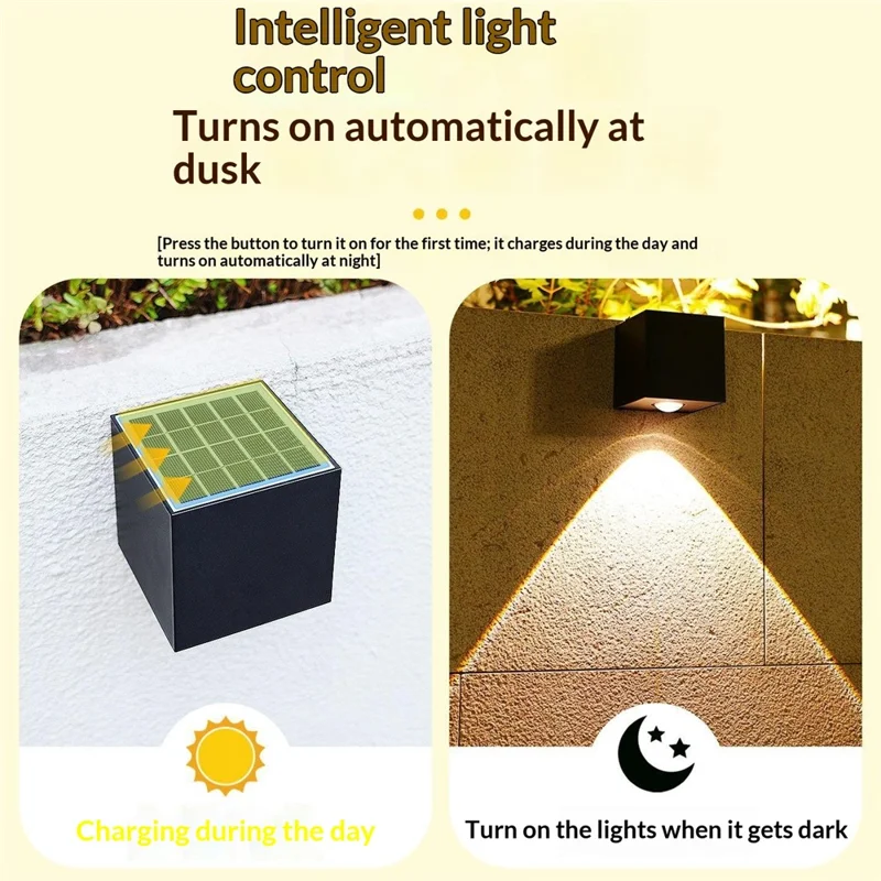 Solar Powered Wall Light Monocrystalline Panel 3-Color Temperature 1500mAh Waterproof Wall Lamp for House Number Garden Patio