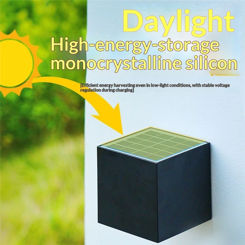 Solar Powered Wall Light Monocrystalline Panel 3-Color Temperature 1500mAh Waterproof Wall Lamp for House Number Garden Patio
