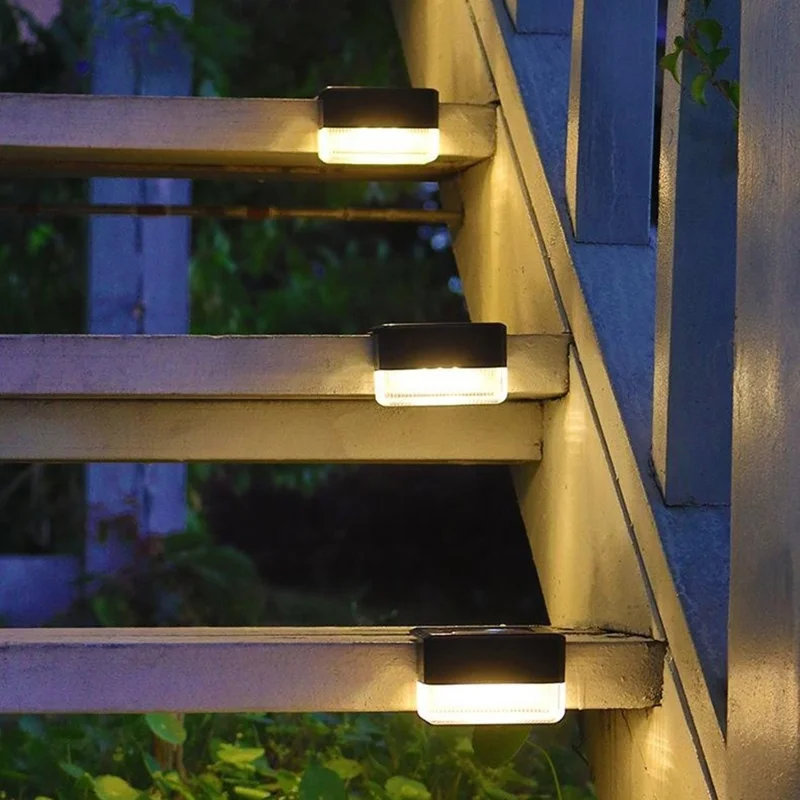Solar Powered Fence Light IP55 Waterproof Dual Modes 3000K Warm White RGB LED Garden Stair Railing Lamp