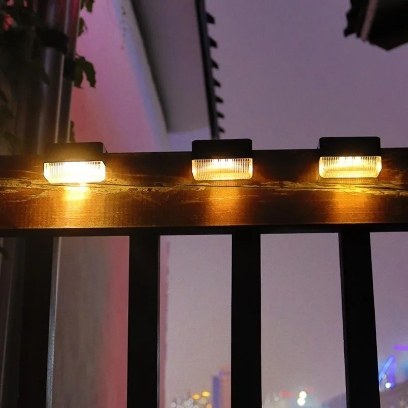 Solar Powered Fence Light IP55 Waterproof Dual Modes 3000K Warm White RGB LED Garden Stair Railing Lamp