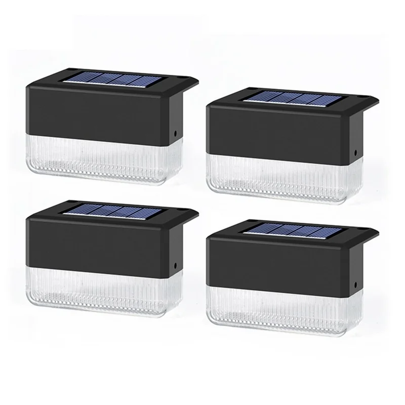 4Pcs Solar Powered Fence Light IP55 Waterproof Dual Modes 3000K Warm White RGB LED Garden Stair Railing Lamp