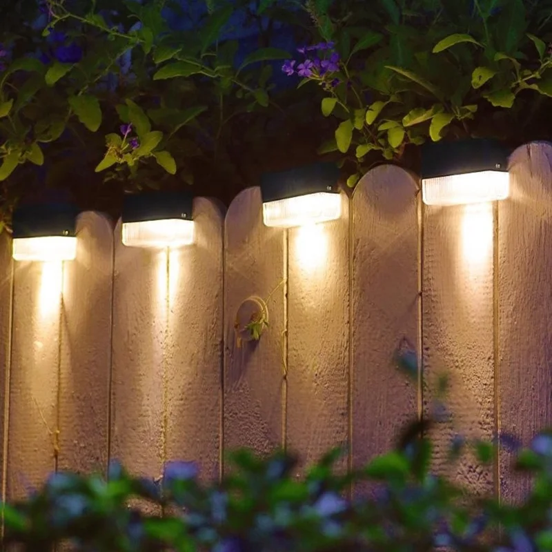 4Pcs Solar Powered Fence Light IP55 Waterproof Dual Modes 3000K Warm White RGB LED Garden Stair Railing Lamp