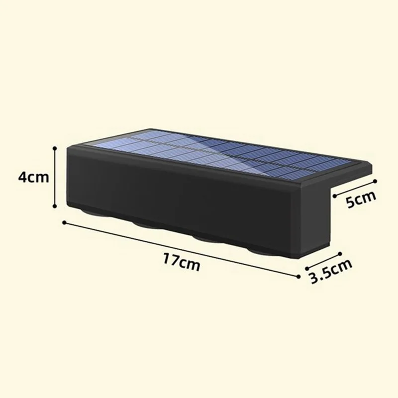 4-LED Solar Zaun-Wandleuchte 1200mAh Akku Zweifache Helligkeit Wasserdichte Wandleuchte für Garten und Hof - Warmes Licht