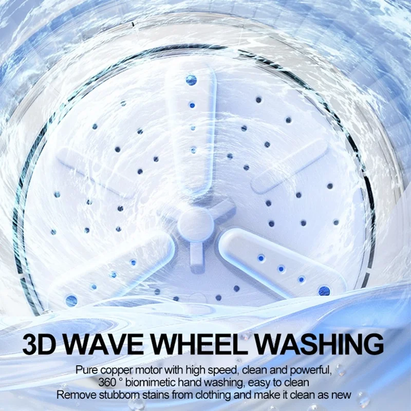 P-2 Mini Washing Machine Rechargeable 3L Portable Underwear Sock Washer 16000RPM with Spin Dry
