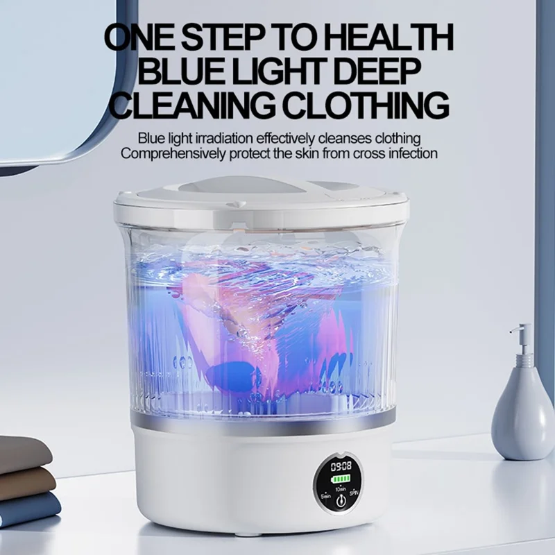 P-2 Mini Washing Machine Rechargeable 3L Portable Underwear Sock Washer 16000RPM with Spin Dry