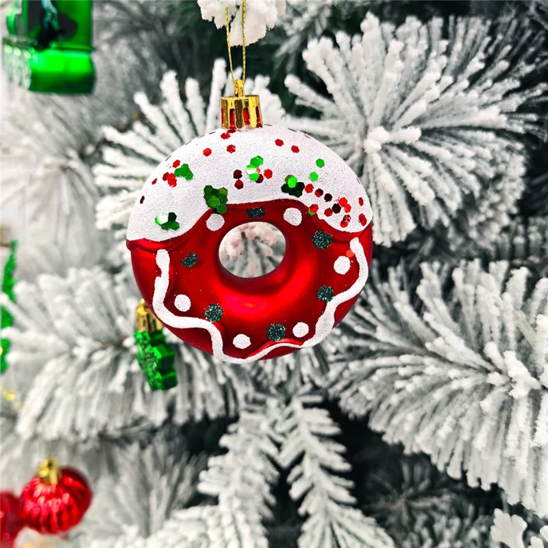 82Pcs Christmas Ornament Set Colorful Train Donut Ball Tree Decorations Hanging Baubles for Holiday - MJ-82-A3