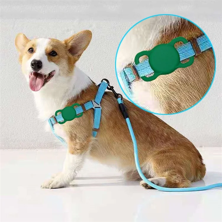 Couverture de Cas de Protection en Silicone de Suivi de Chiens de Compagnie Anti-perdant Pour Apple Airtag - Menthe Verte