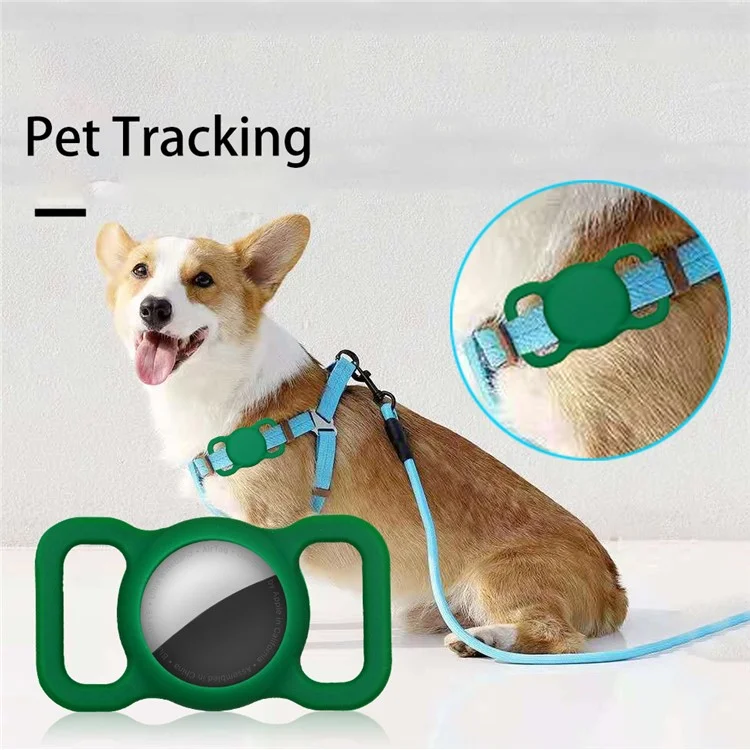 Anti-lost Pet Dog Tracking Locator Silicone Protective Case Cover for Apple AirTag - Blau