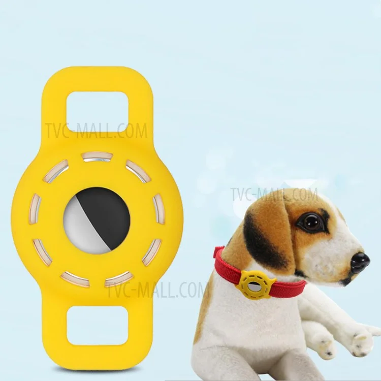 Funda protectora de silicona hueca antirrobo para localización y seguimiento de mascotas caninas con etiqueta Apple AirTag, tamaño: S - Verde negruzco