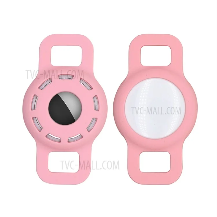 Hollow Out Anti-lost Pet Dog Tracking Locator Silicone Protective Case Cover for Apple AirTag, Size: S - Pink