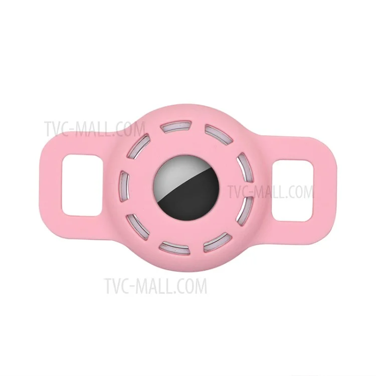 Hollow Out Anti-lost Pet Dog Tracking Locator Silicone Protective Case Cover for Apple AirTag, Size: S - Pink
