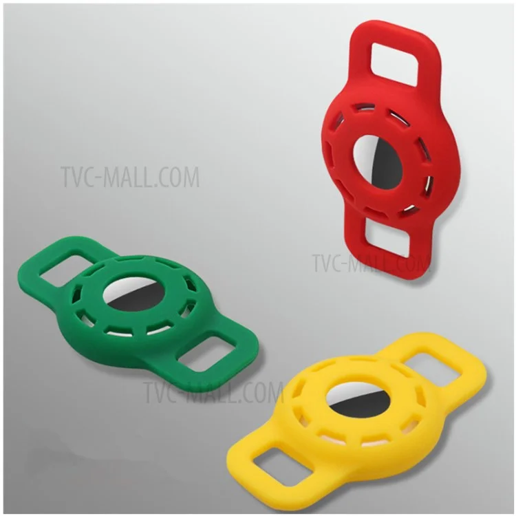 Hollow Out Anti-lost Pet Dog Tracking Locator Silicone Protective Case Cover for Apple AirTag, Size: S - Avocado Green