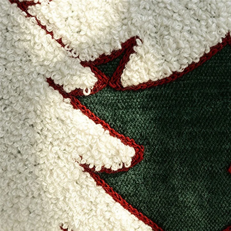 30 x 50cm Christmas Pillow Case Chenille Polyester 3D Embroidered Cushion Cover Washable Pillowcase for Sofa Home Decor - Cherry