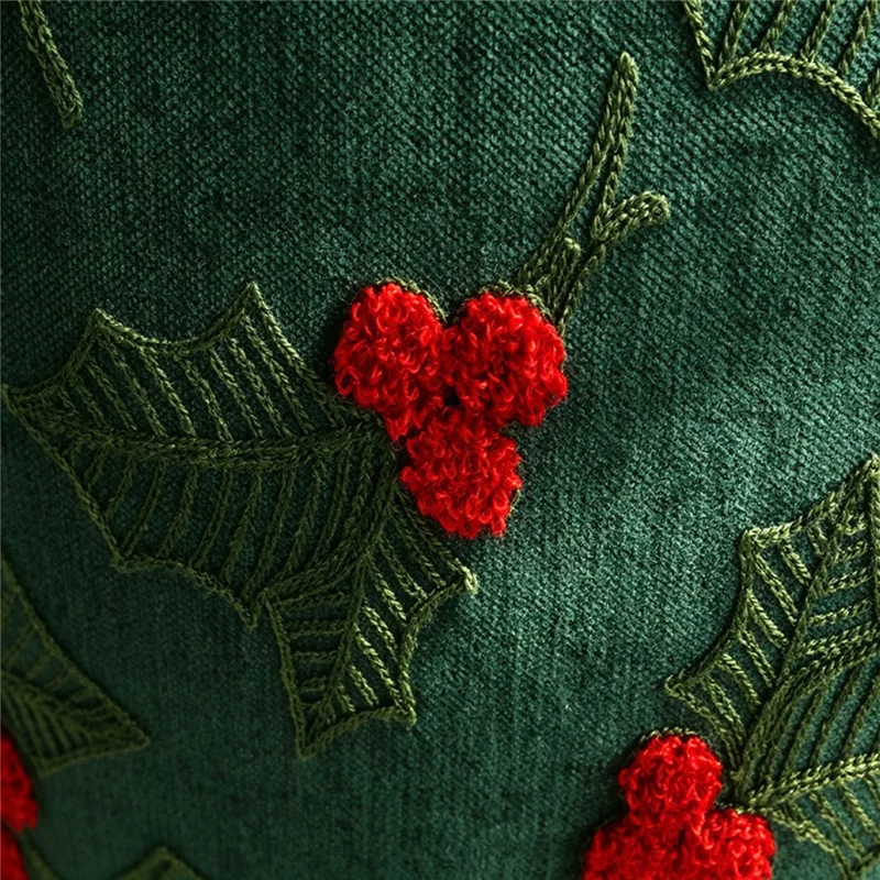 30 x 50cm Christmas Pillow Case Chenille Polyester 3D Embroidered Cushion Cover Washable Pillowcase for Sofa Home Decor - Cherry