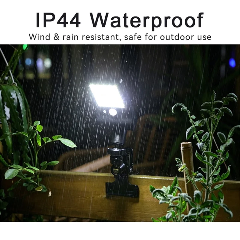 P48 Solar-Powered Clamp Motion Sensor Light 60-LED IP44 Waterproof Outdoor Light - White Light
